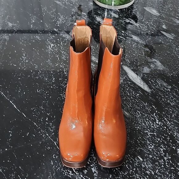 BRAND NEW CIRCUS BY SAM EDELMAN WOMEN'S BROWN  PATENT BLOCK HEEL ANKLE B… G1 - Picture 3 of 15